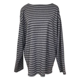 J. Peterman Charcoal and Black Striped Thick Cotton Sz.L‎